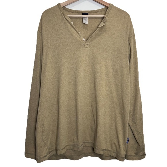 Patagonia Organic Cotton Long Sleeve Henley Shirt Tan Men’s Large - Picture 1 of 6
